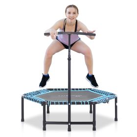 4.5ft Exercise Trampoline, Portable & Foldable Fitness Trampoline with Adjustable T-Bar and Heavy-Duty Design, Blue 4.5ft Exercise Trampoline, Portable & Foldable Fitness Trampoline with Adjustable T-Bar and Heavy-Duty Design, Blue